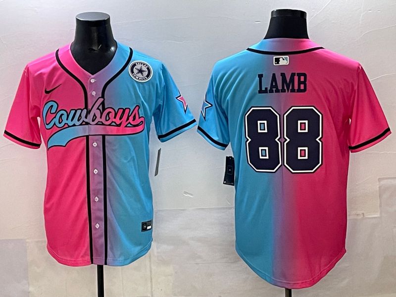 Men 2025 Dallas Cowboys 88 Lamb Blue pink Nike Limited NFL Jersey style 007